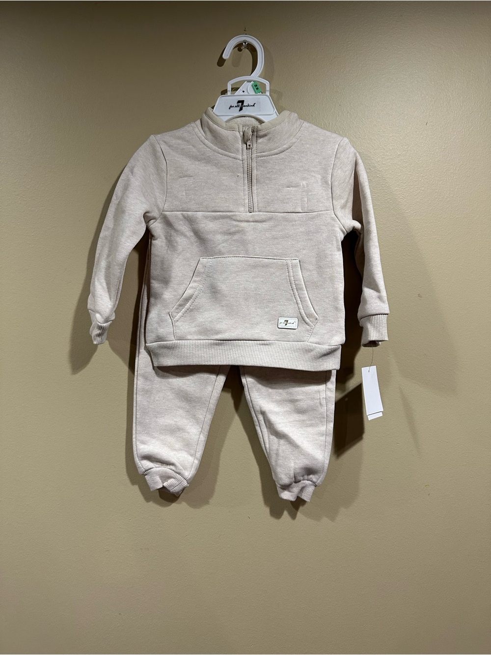 7 For All Mankind Cream Kids' Sweatpants & Joggers Set (18 mo)
